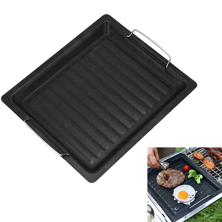 Luvikno | Feurossa Støpejern Grillplate Vendbar Plate | For Gassgrill & Komfyr | 25 × 30 cm | For Pizza, Kjøtt, Grønnsaker & Fisk