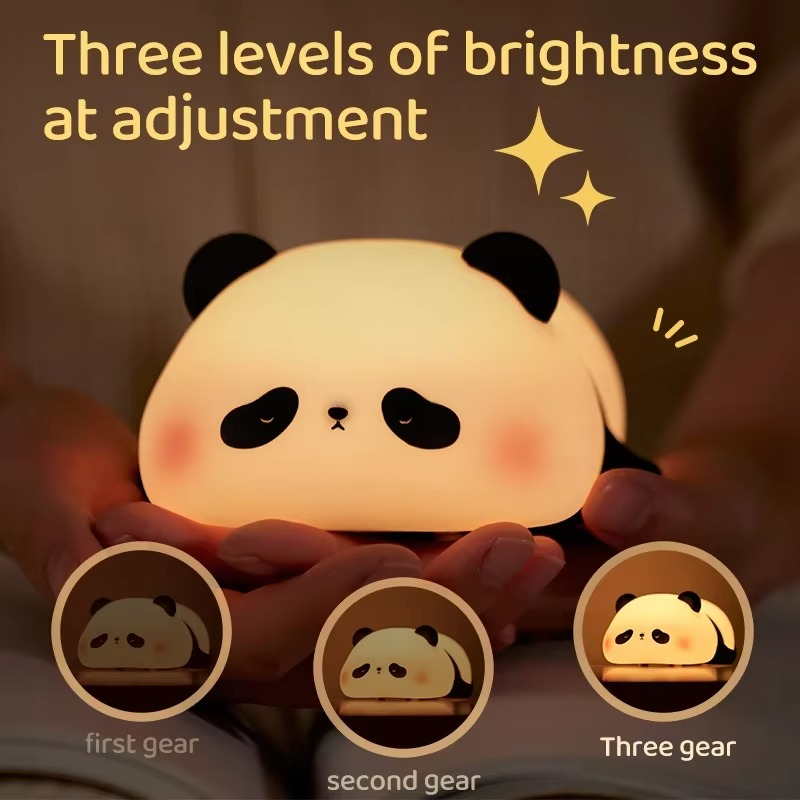 Panda Berøringsaktivert Silikon LED Nattlampe – USB-ladbar, Synkroniserbar Myk Glød Lampe Luvikno