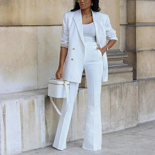 Luvik | Damen blazer - Stillegant - Dobbeltknapp, utvidede ben - Perfekt for arbeidsanledninger