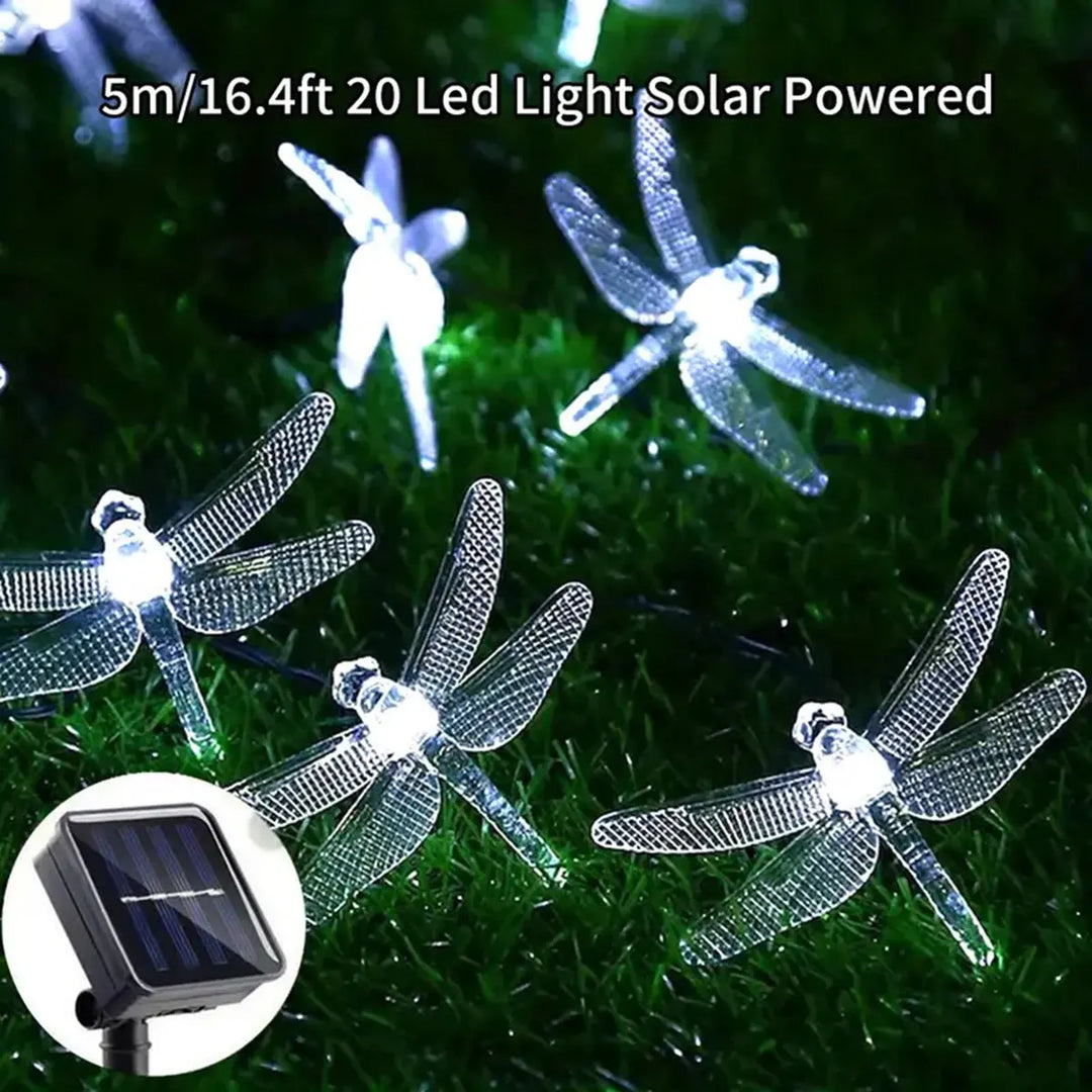 Luvikno | Sol String Lys Lumila | 5 m med 20 Drageflue LED-er | 8 Moduser | Vanntett & Egnet for Utendørs