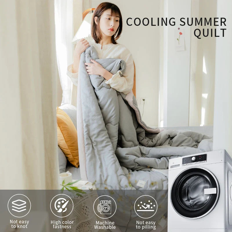 2024 Japansk bomull-polyester sommerdyne – Lett, vaskbar, hudvennlig ensfarget dyne | Luvikno