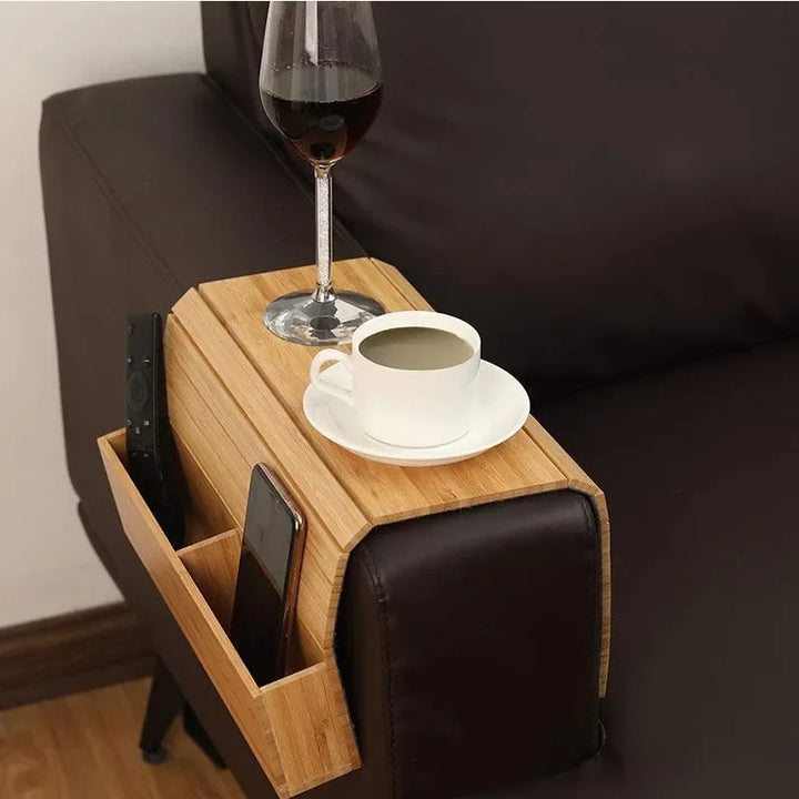 Minimalist Bamboo Sofa Armrest Organizer | Luvikno