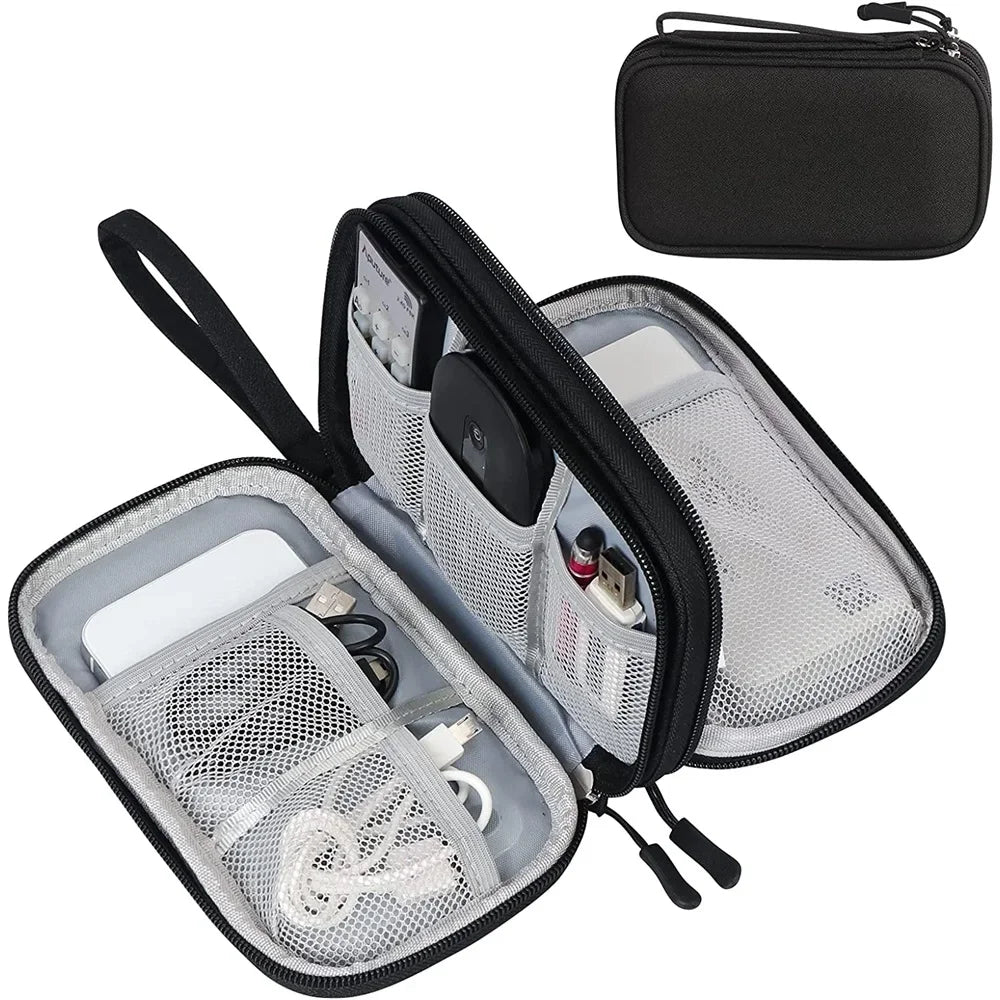 Luvikno | Techviva PackSafe Elektronisk Organizer Bag | 2-lags & vanntett | For kabler, ladere, USB & tilbehør | Kompakt & bærbar