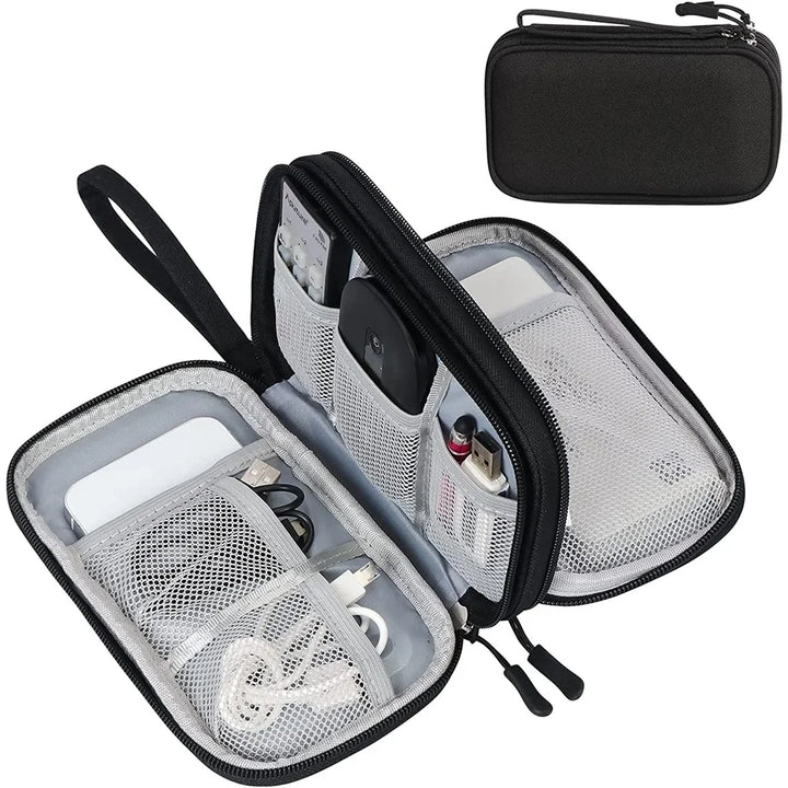 Luvikno | Techviva PackSafe Elektronisk Organizer Bag | 2-lags & vanntett | For kabler, ladere, USB & tilbehør | Kompakt & bærbar