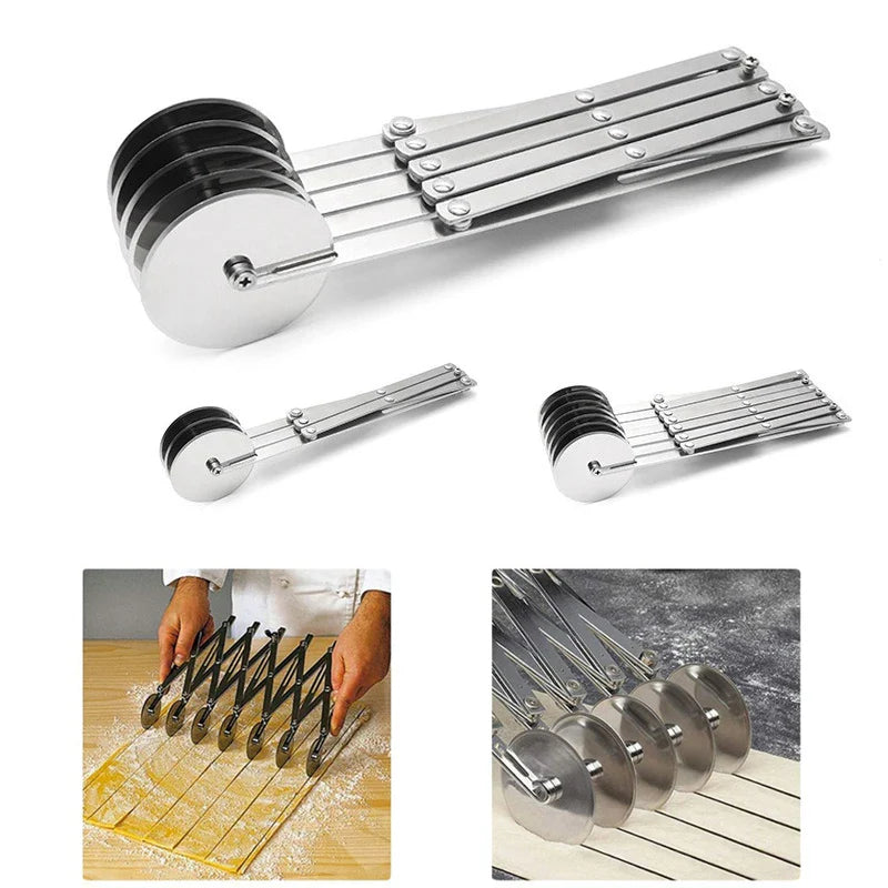 Luvikno | SlicePro Rustfritt Stål Deigskjærer | Sammenleggbar & Justerbar | 3–7 Hjul | Perfekt Porsjonering for Pizza, Bakverk & Pasta