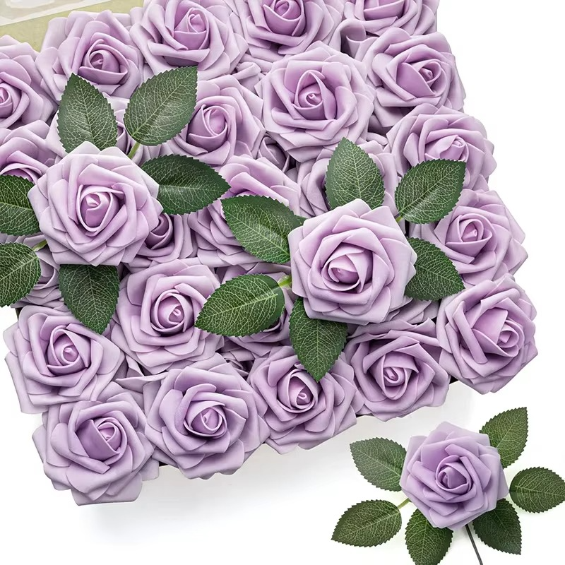 Realistiske Røde Kunstige Rosen med Stammer (Pakke med 25/10) Luvikno