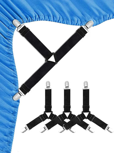 Luvikno | GRIPFIX Fitted Sheet Holder Set | 4-Pack Triangulære Sengetøysstrikker | Justerbare & Anti-skli – For Madrasser, Borddekk og Dekksystemer