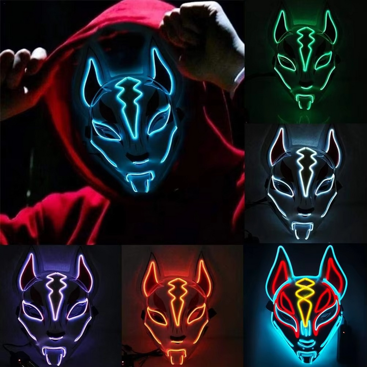 Luminous LED Full Face Fox Maske for Halloween & Cosplay Luvikno