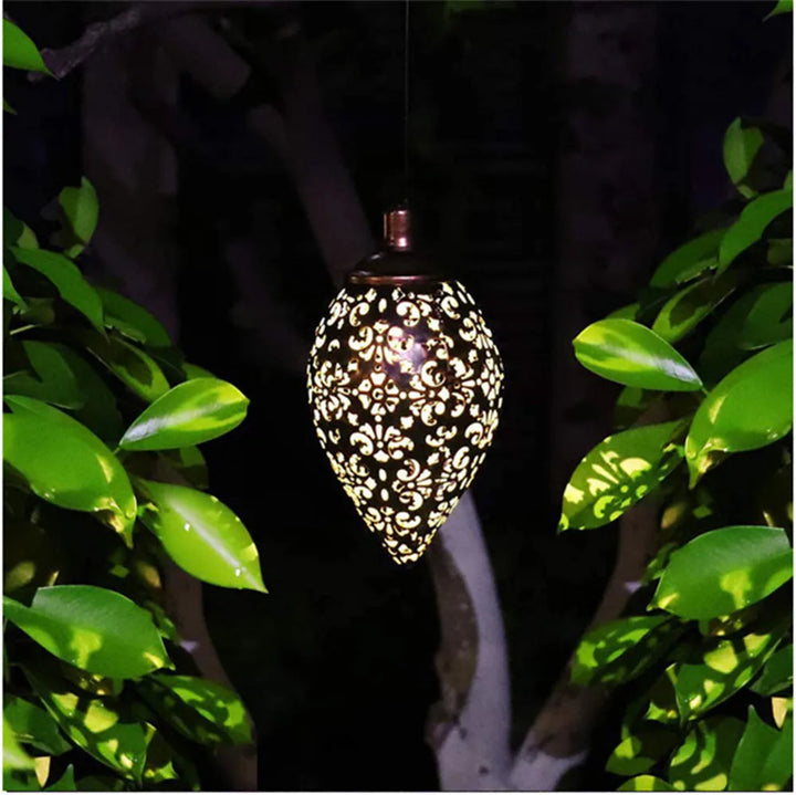 Luvikno | Lumivis SolArt Solcelle Hage Lantern Drop Form | Vanntett & Projektions Effekt | Metall | For Balkong, Terrasse & Utendørsområde