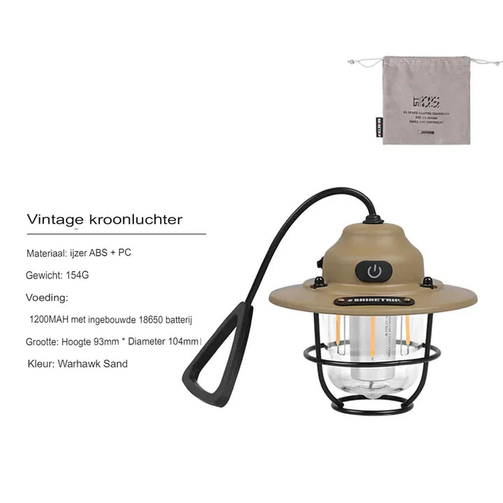 Retro oppladbar LED-lanterne for eventyr Luvikno