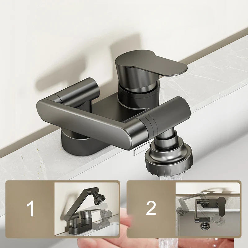 Aqua Twist Duo-Flex Servantbatteri – 360° svingende to-hulls blandebatteri for varmt og kaldt vann Luvikno