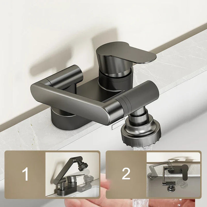 Aqua Twist Duo-Flex Servantbatteri – 360° svingende to-hulls blandebatteri for varmt og kaldt vann Luvikno