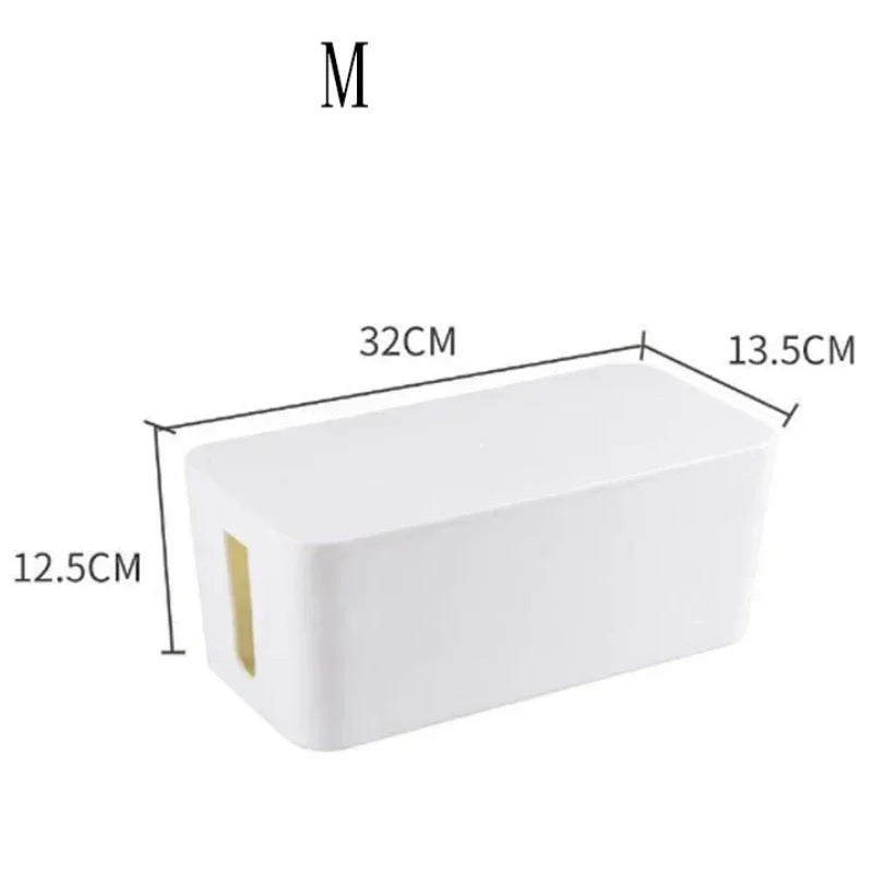 Luvikno | Kabelux Kabelboks med lokk | 32×13×12 cm | Stikkontakt & Lading Kabel Organizer | Støvbeskyttelse for Strømforsyninger & Rutere