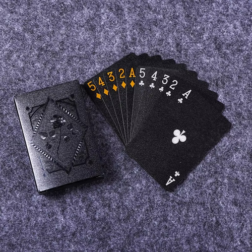 Luksus Svart & Gull Vanntette Poker Spillkort Luvikno