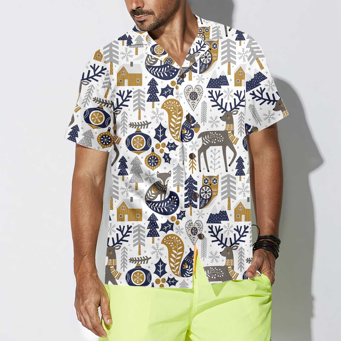 Luvik | Skandinaavinen joulupaita miehille Hawaijipaita, lahjaidea Hawaijipaita jouluksi