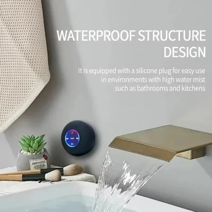 Vanntett Bærbar Bluetooth Høyttaler med LED-Lys og Sugekop Luvikno