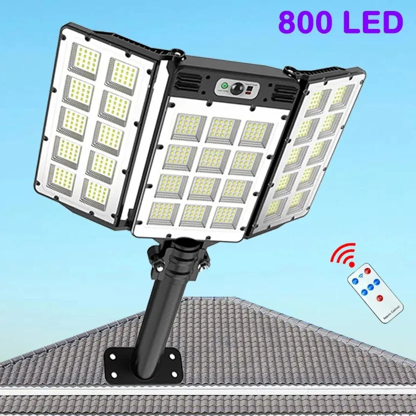 Luvikno | Solar Vegglampe LumiSeca | 800 LED-lamper Super Bright | Med bevegelsessensor | 3 lysmoduser | Vanntett for hage og utendørs