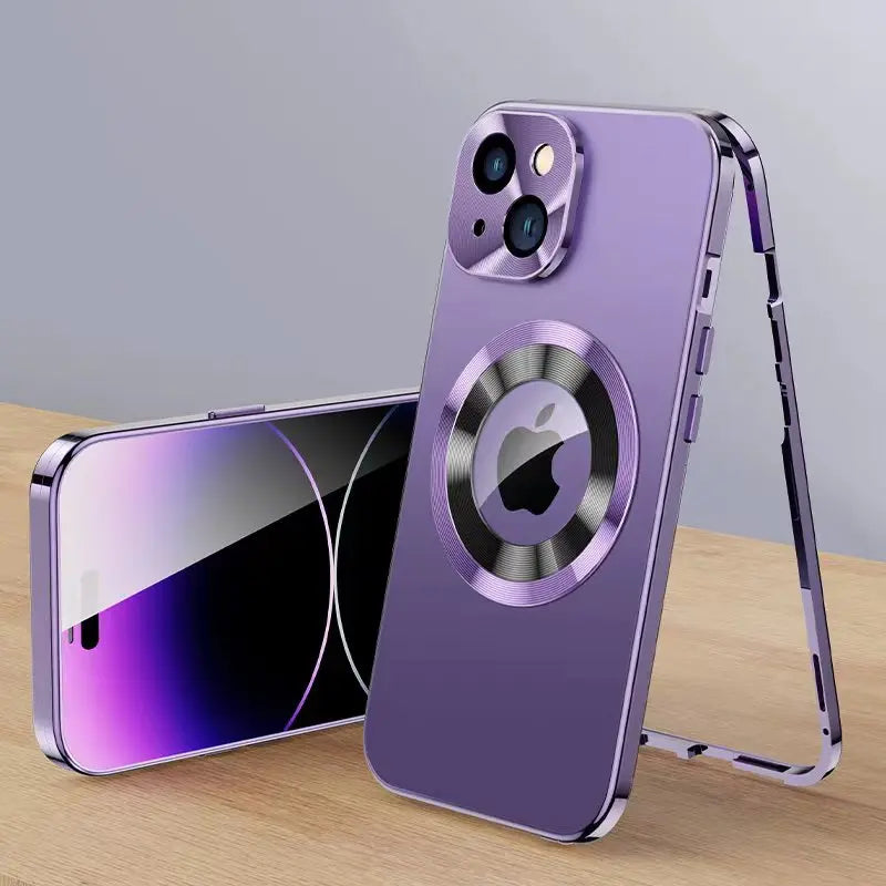 Luvikno | Etui 360° Full Screen Linse Metall Magnetisk Magsafe Deksel Aluminium for iPhone 15 14 13