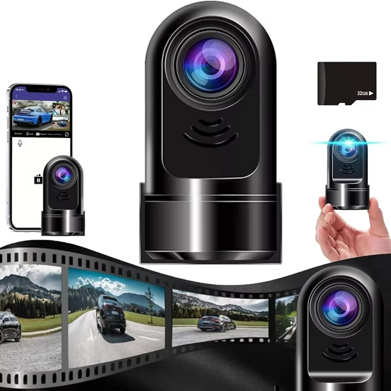 1080P HD 360° Rotasjon Mini ADAS Dash Kamera med 32GB Kort, Nattesyn, Bevegelsesdeteksjon, og 24T Parkeringsmodus Luvikno