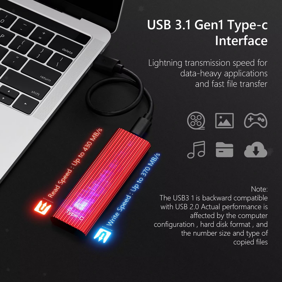 Ultra-Rask Bærbar SSD - USB 3.1 Solid State Drive Luvikno
