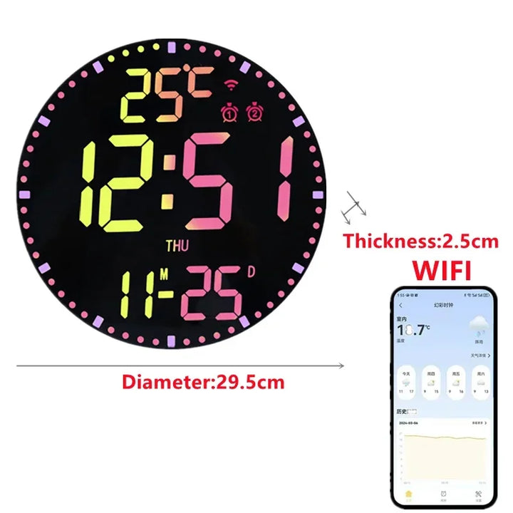 WiFiTime Klokke - Smart LED Veggklokke med Kalender Luvikno