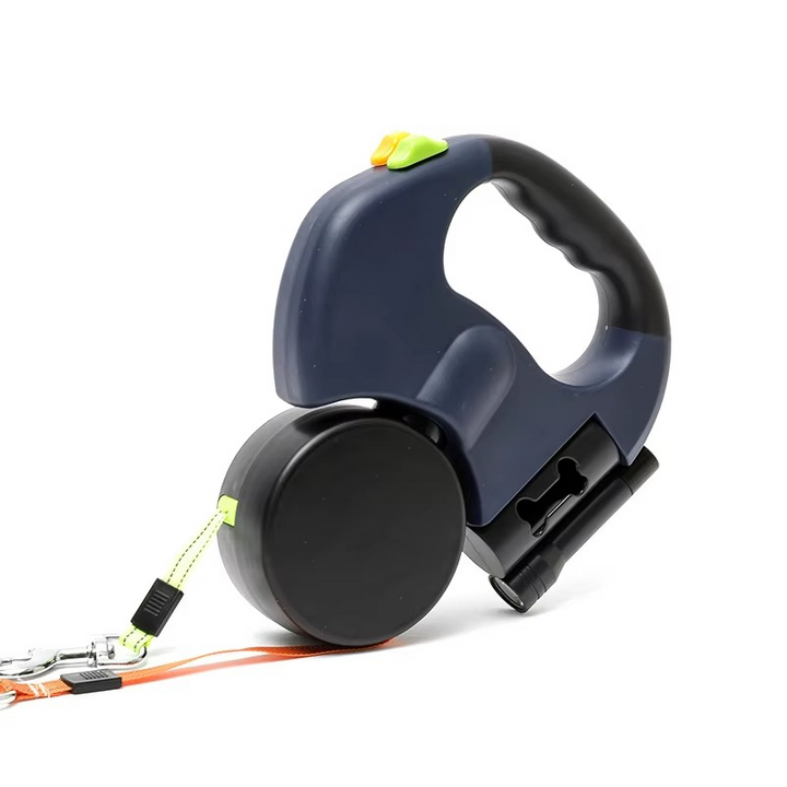 Dual Dog Retractable Leash med innebygd lommelykt og pose dispenser Luvikno