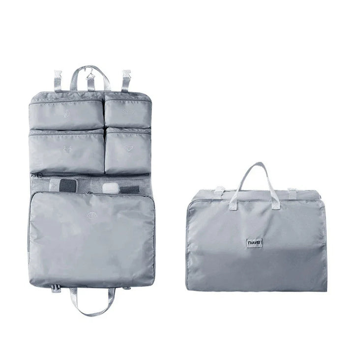Luvikno | Travella 6-i-1 Sammenleggbar Reisesekk | Hengende & Bærbar | Multi Bag for Klær, Kosmetikk & Tilbehør | Grå/Beige/Rosa