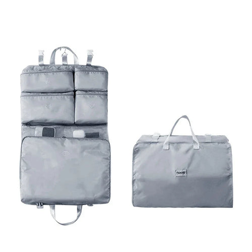 Luvikno | Travella 6-i-1 Sammenleggbar Reisesekk | Hengende & Bærbar | Multi Bag for Klær, Kosmetikk & Tilbehør | Grå/Beige/Rosa