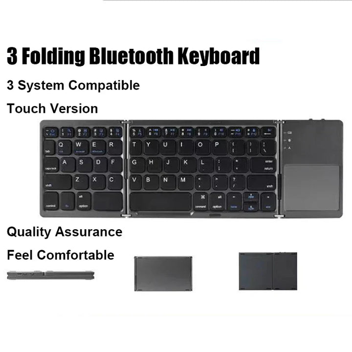 Trådløst sammenleggbart Bluetooth-tastatur med berøringspute – Kompakt, allsidig og ultrabærbar | Luvikno