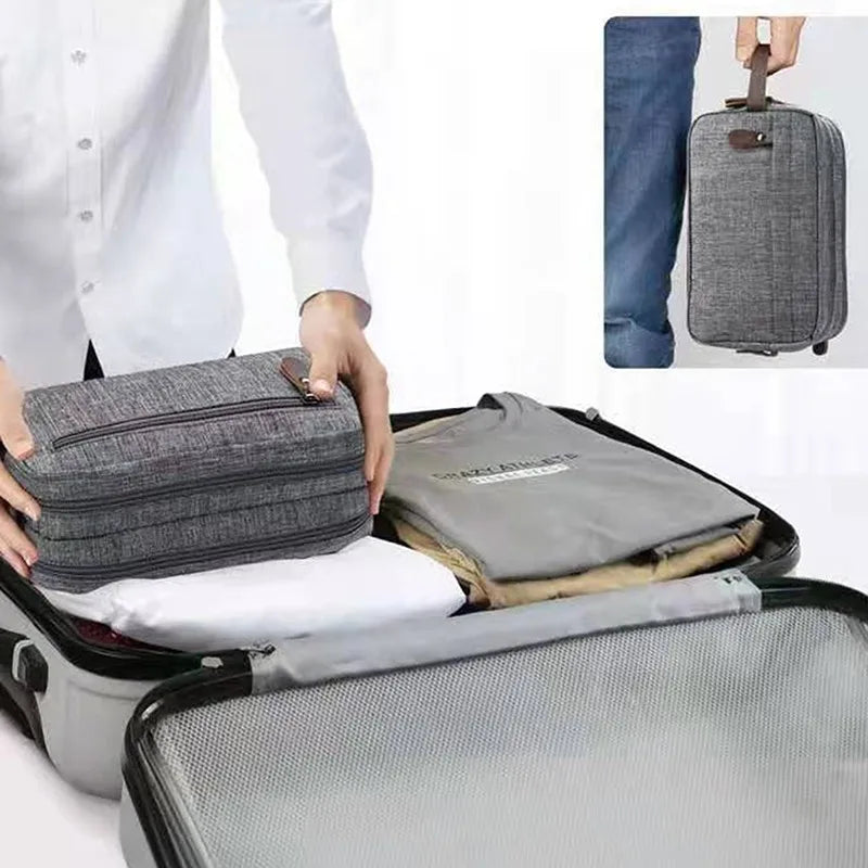 Luvikno | Nylonéa toalettveske Unisex | Vannavstøtende | Lærhåndtak med canvasdesign | For reise og hverdagsbruk
