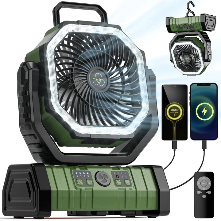 Campingvifte med 20 000mAh batteri, LED-lys og fjernkontroll – AirMate | Luvikno