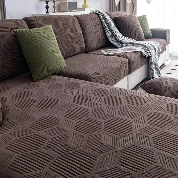 Jacquard Sofa Cover med Geometrisk Mønster – Myk & Katt-vennlig | Perfekt for Beskyttelse og Koselige Oppholdsrom | Luvikno