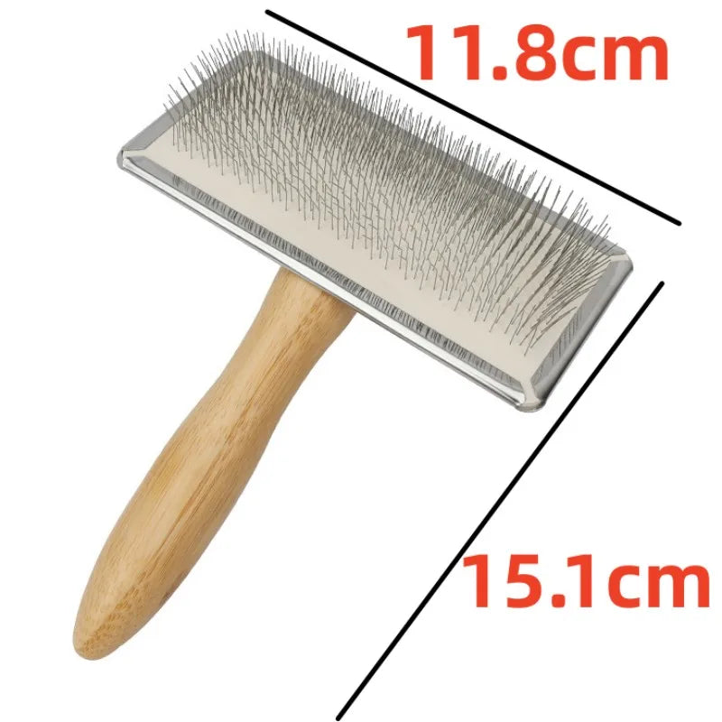 Luvikno | PuroPetz Dog and Cat Brush Made of Solid Wood | Stainless Steel Comb | Removes Undercoat & Tangles | Gentle Fur Care & Massage