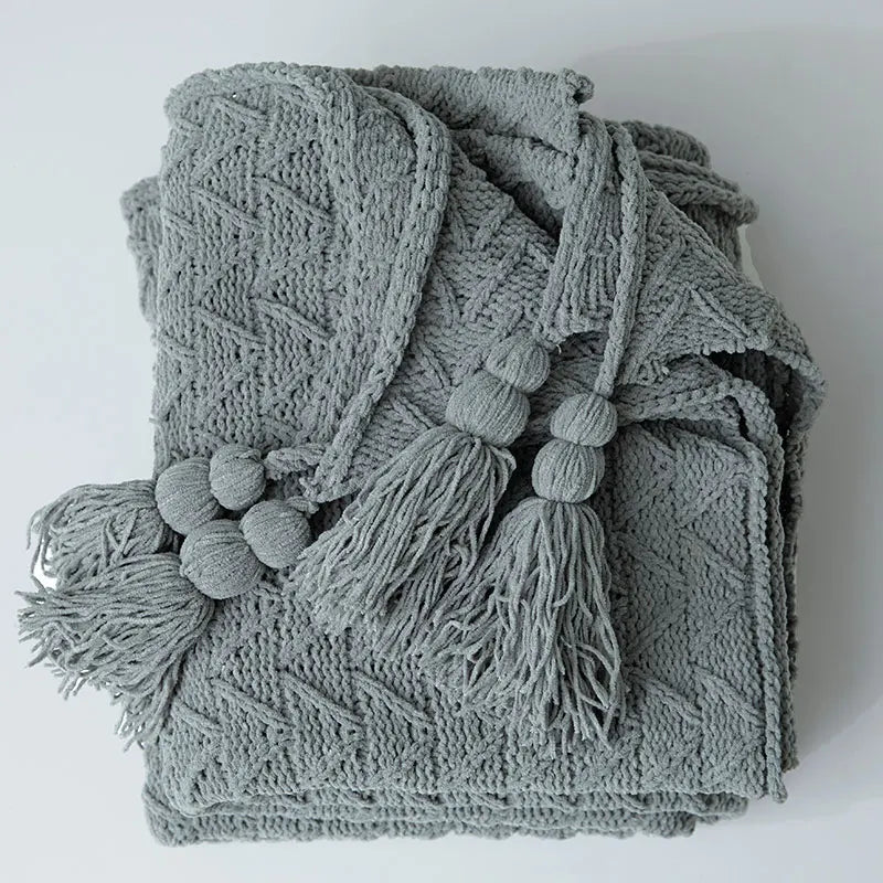 HeartCozy Blanket – Luxe Chenille Blanket with Heart Fringes Luvikno