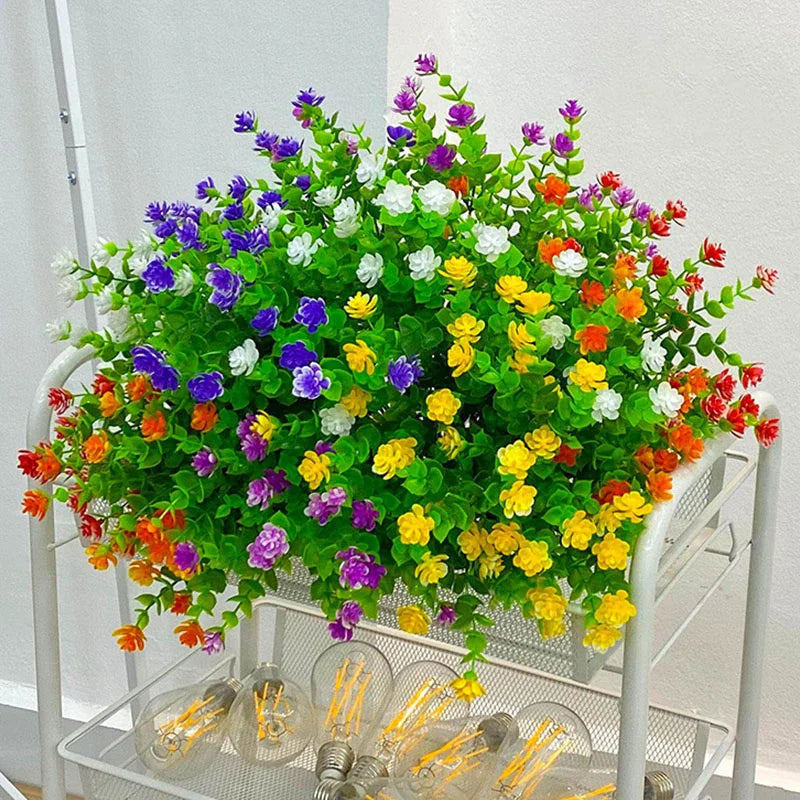 Luvikno | Kunstige blomster FloraSun | UV-bestandig og værbestandig | Hengende dekorative planter for hage og balkong | Enkel pleie og eviggrønn
