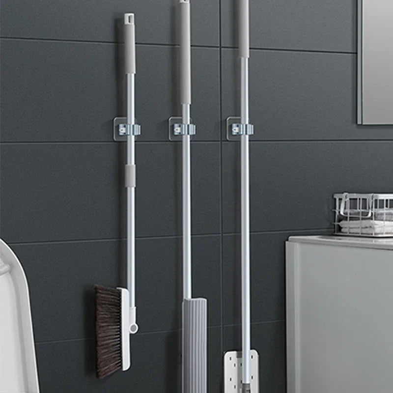 Luvikno | Moppeholder FixoGrip | Selvklebende & Vanntett | Veggfeste uten boring | Sett med 4
