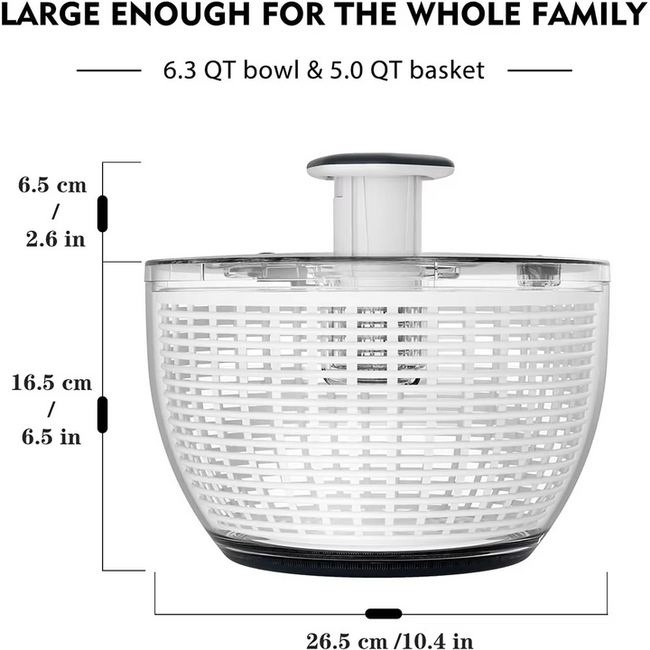 6.3 QT Enhånds Salatslynge med Enkel Trykk Tørkesystem Luvikno