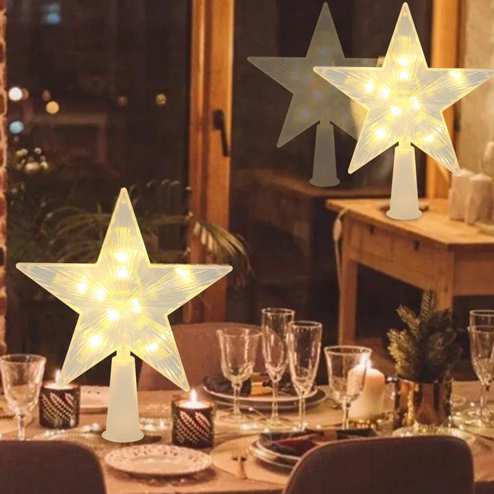 Lysende julegave – LED-belyst juletre topp for juletre, glitrende juledekorasjon for festbelysning og elegant dekor | Luvikno