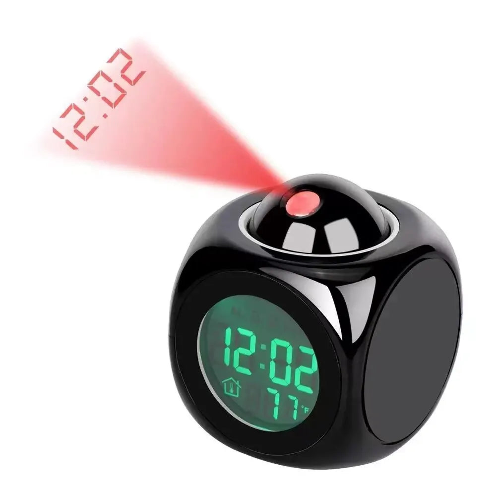 Digital projeksjonsklokke med alarm, snooze-funksjon og romtemperaturvisning – Perfekt for soverom og kontor | Luvikno
