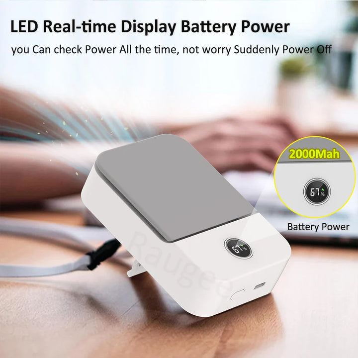 Luvikno | Ventixo AirGo Bærbar Mini Vifte | 3-i-1 Nakk- & Livvifte | 3 Hastigheter | Bladøs Design | USB-C Laderfunksjon | 2000 mAh Batteri