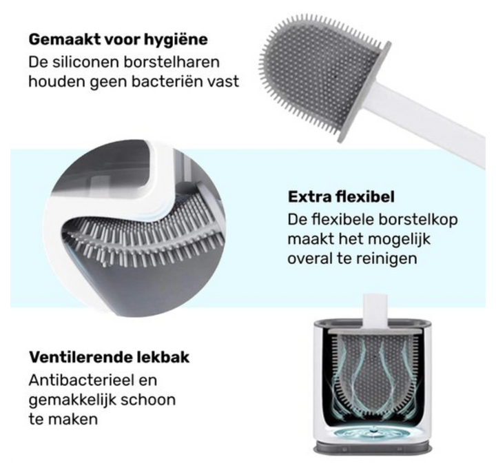 Luvikno | FlexiClean Toalettbørste – Bakteriefri Silikon Design for Enkel Rengjøring