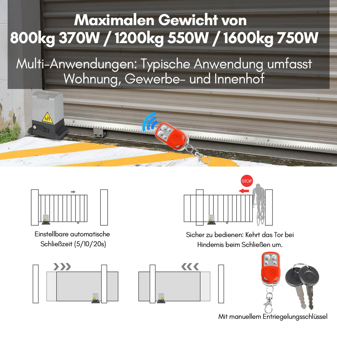 Skyvedørsdrift garasjeportåpner 370W/550W/750W | Luvikno