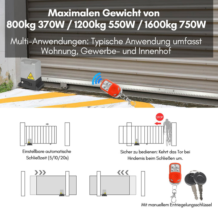 Skyvedørsdrift garasjeportåpner 370W/550W/750W | Luvikno