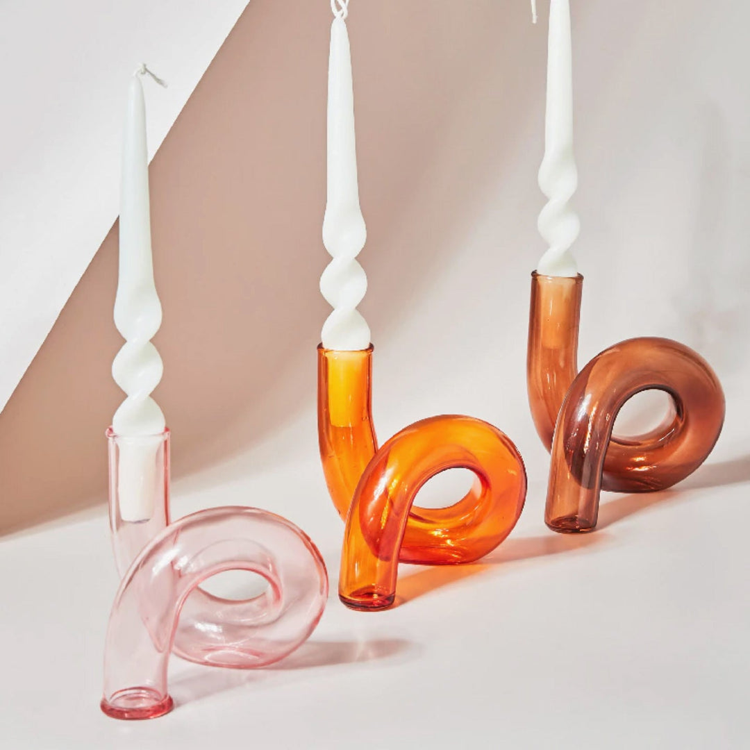 Moderne Glass Kandelaber-Orange | Luvikno