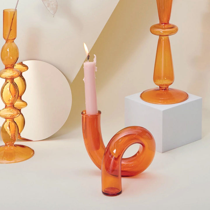 Moderne Glass Kandelaber-Orange | Luvikno