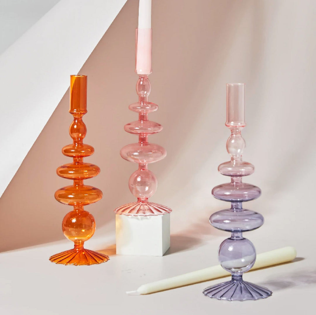 Moderne Glass Kandelaber-Orange | Luvikno
