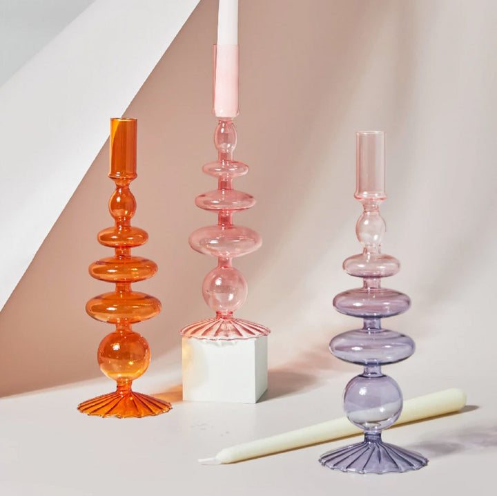 Moderne Glass Kandelaber-Orange | Luvikno