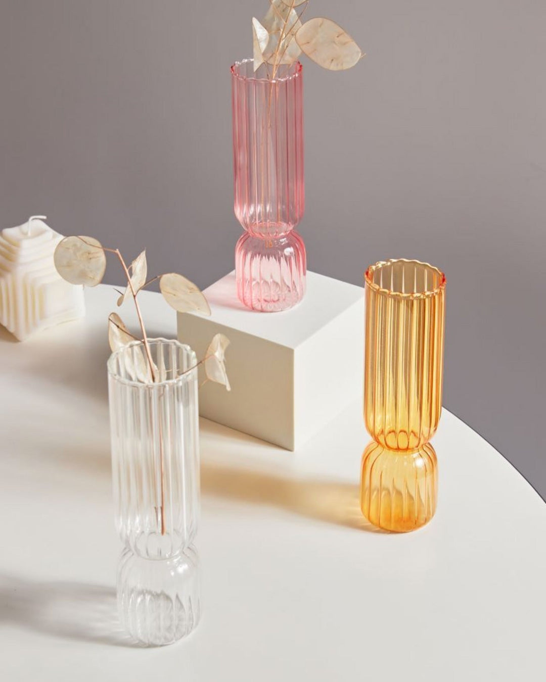 Scallop Cylinder Glass Vase | Luvikno