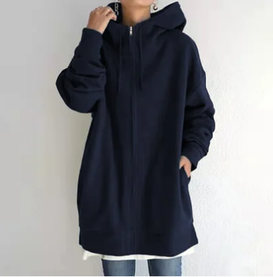 Navy blau Winter-Kapuzenpullover mit Reißverschluss