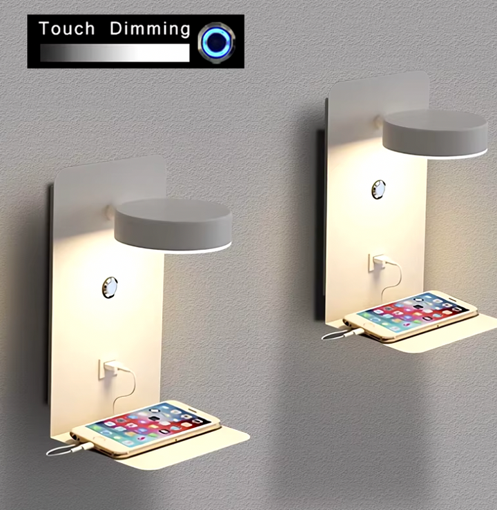 Luvikno | Dimbar Multifunksjonell Led-Vegglampe Med Usb-Ladeport For Soverom